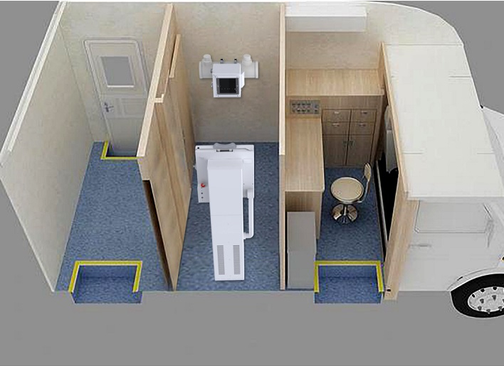 车载DR的应用场所：体检车、医疗车、方舱医院等